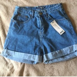 boohoo high waisted jean shorts